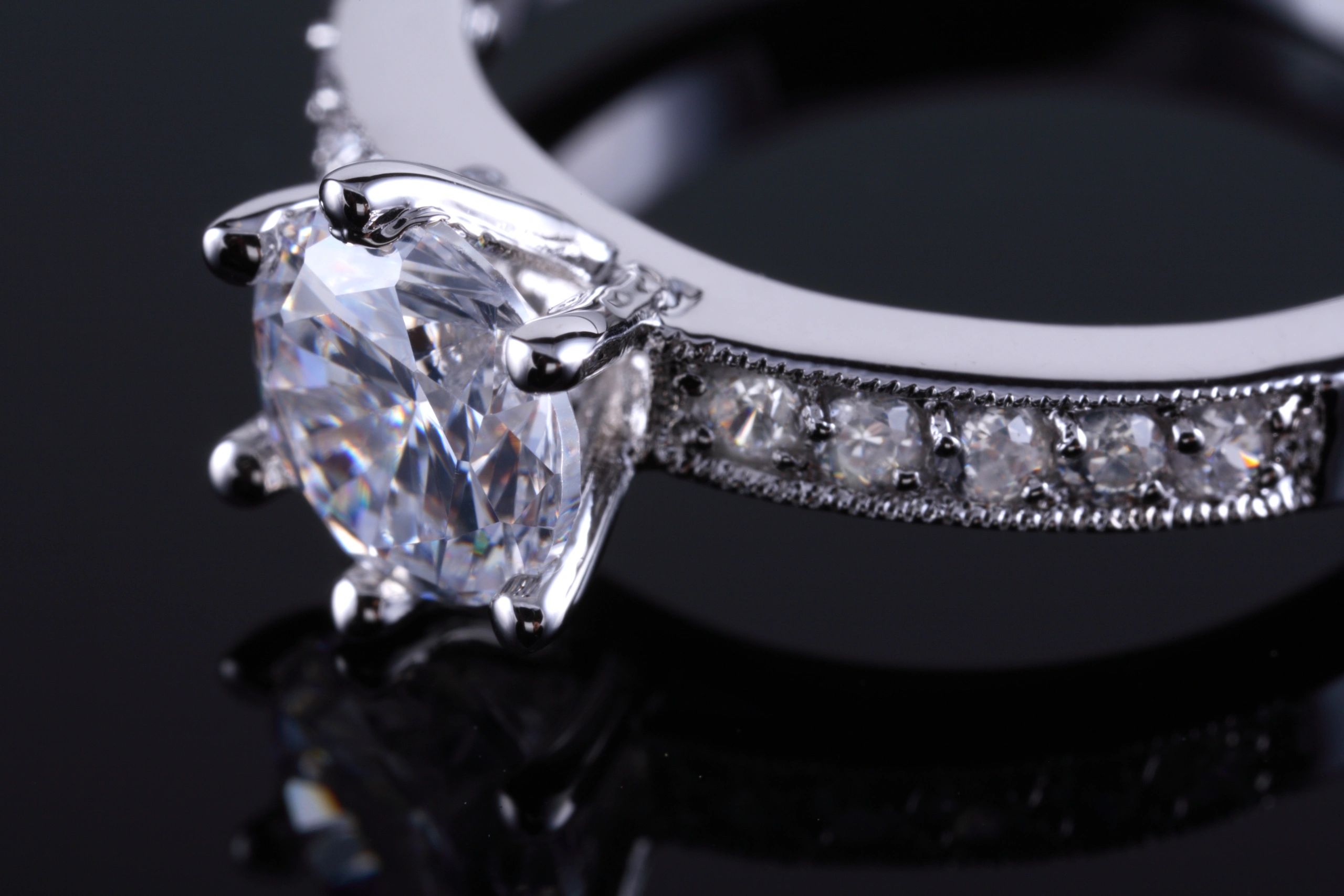 Macro close-up of a diamond ring