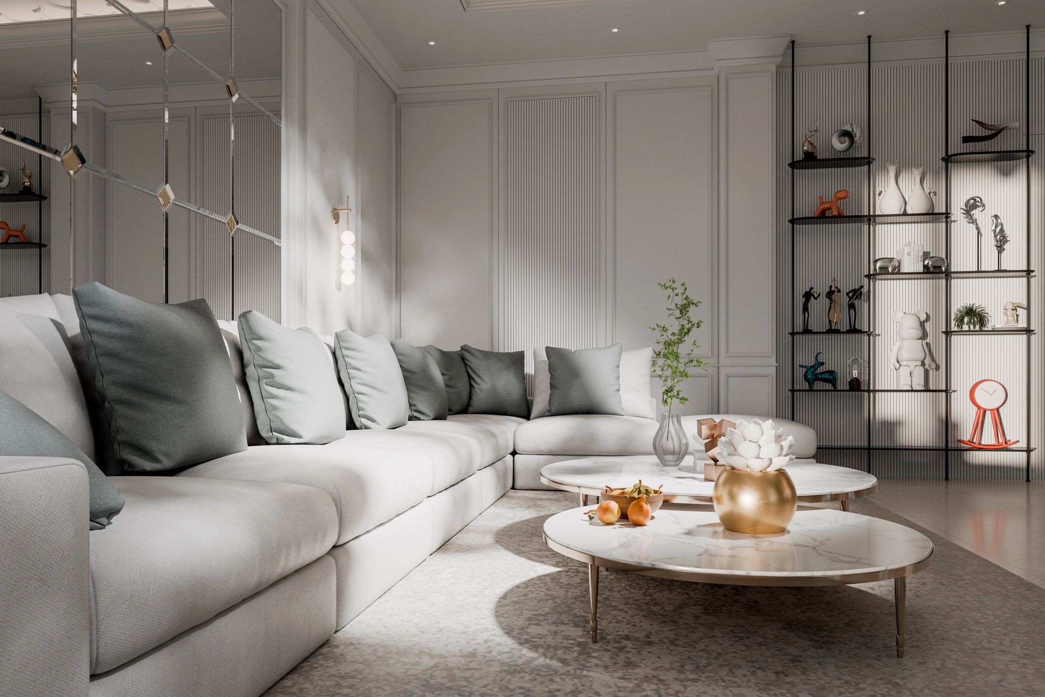 Elegant living room interior with fireplace