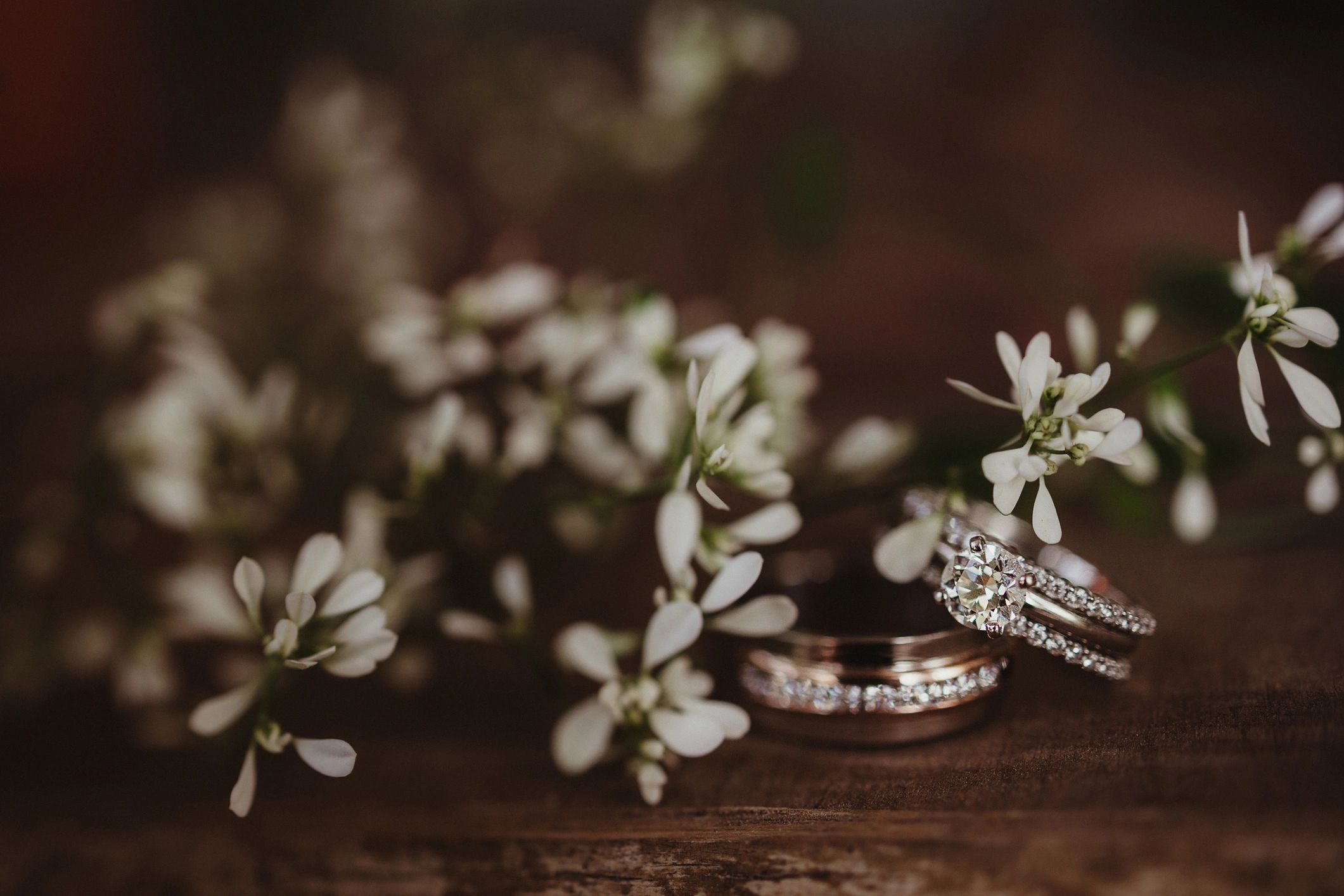 Diamond rings with floral background