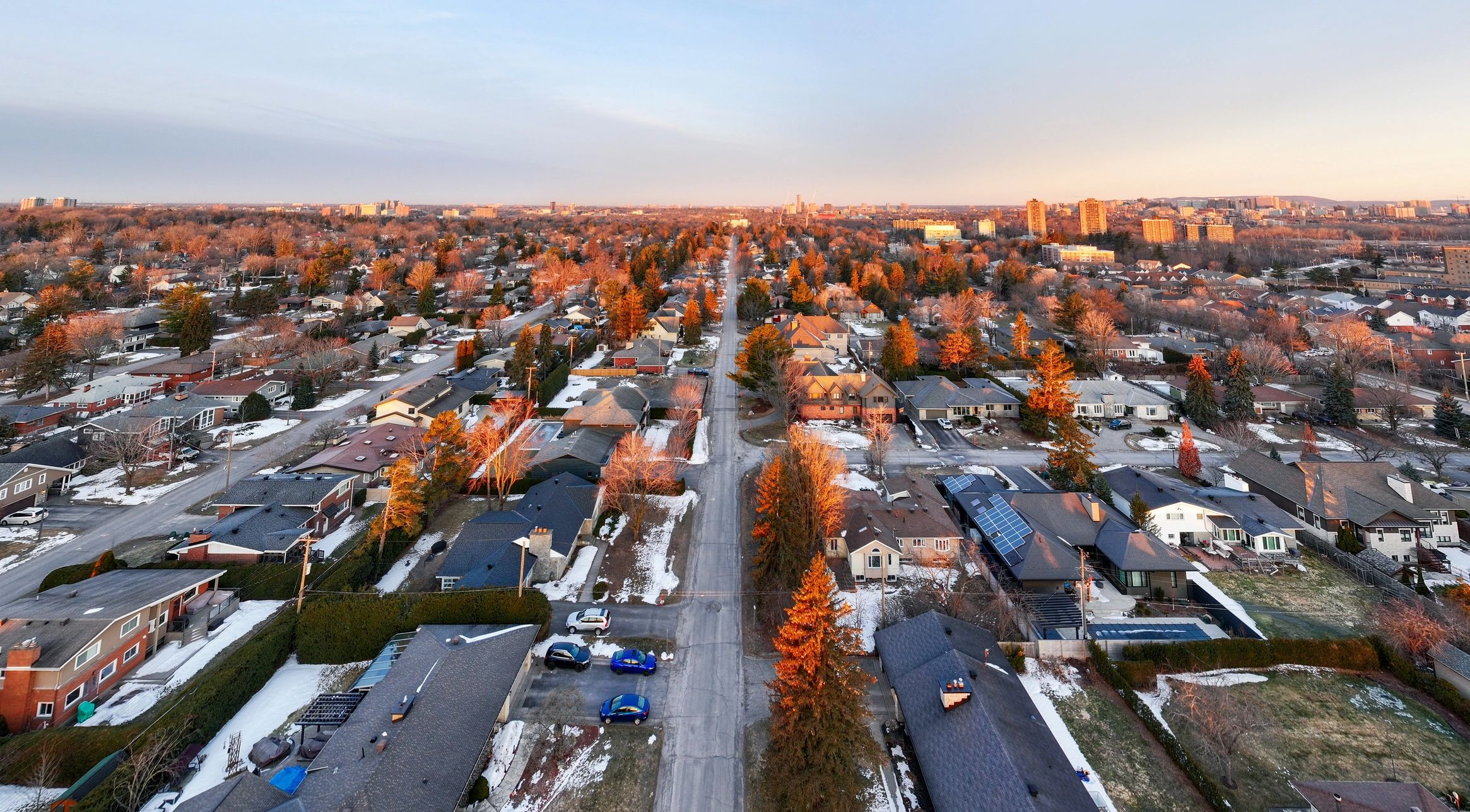 Aerial cityscape in Ontario representing secure, professional services